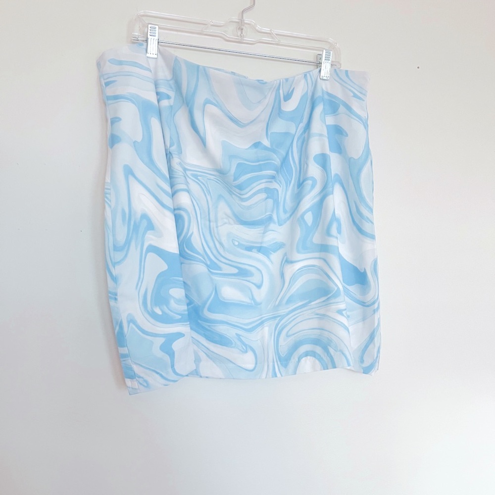 blue marble print skirt